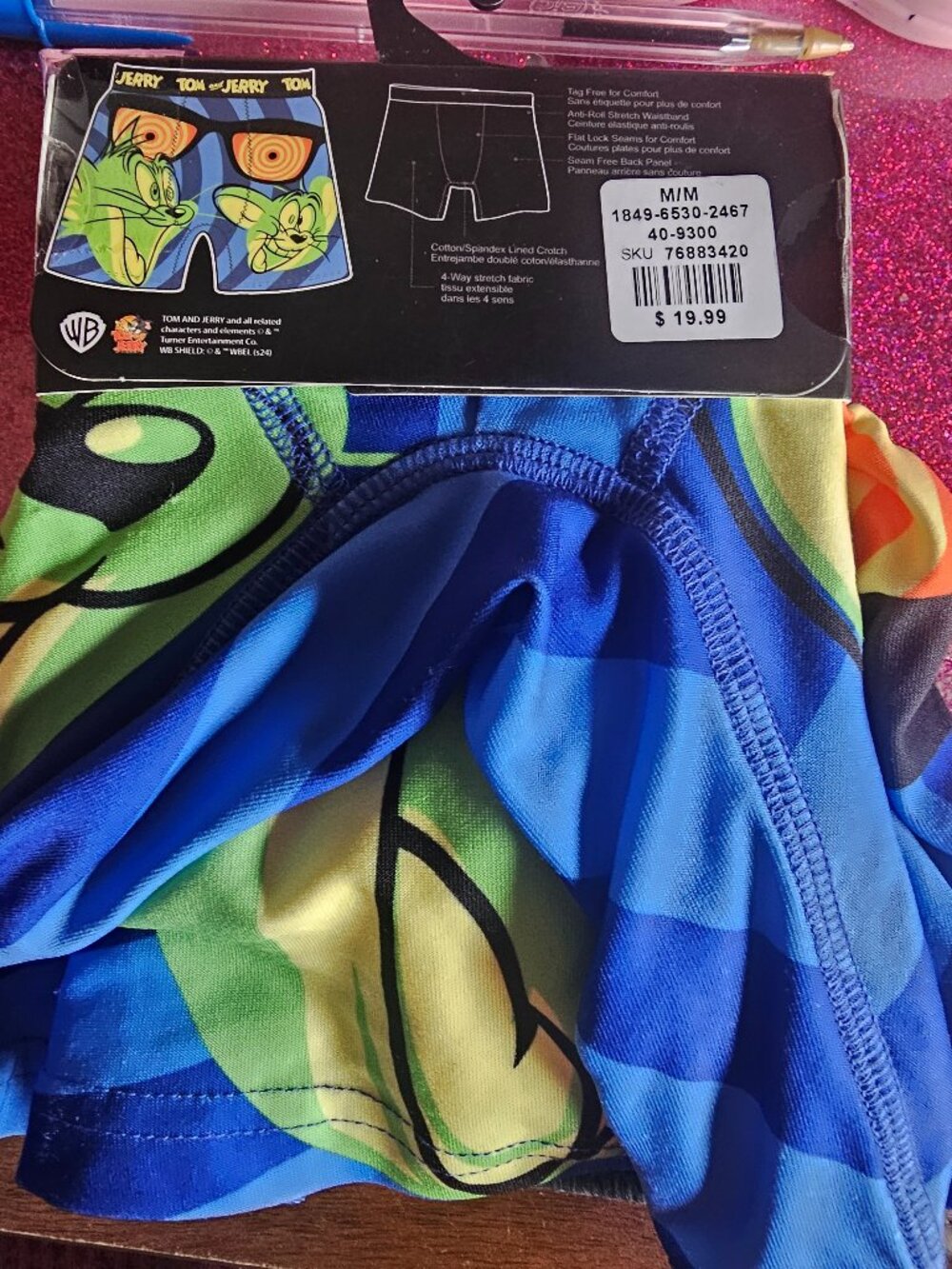 Tom & Jerry Men's Graphic Boxer Briefs Blue Sz M